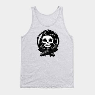 Roving Trader Skull and Narrowboat Black Logo Tank Top